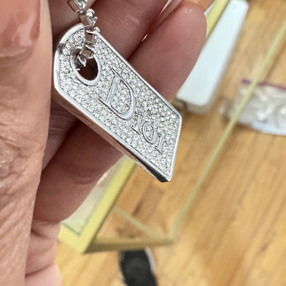 Christian Dior Crystal Dog tag Necklace - Picture 8 of 10